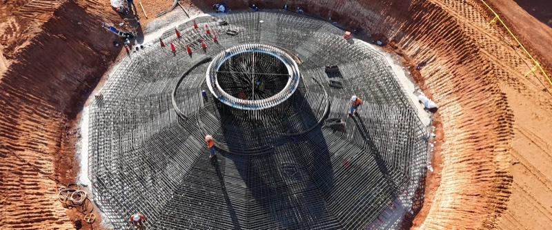 Civil concrete construction at the Tropicana Wind Farm