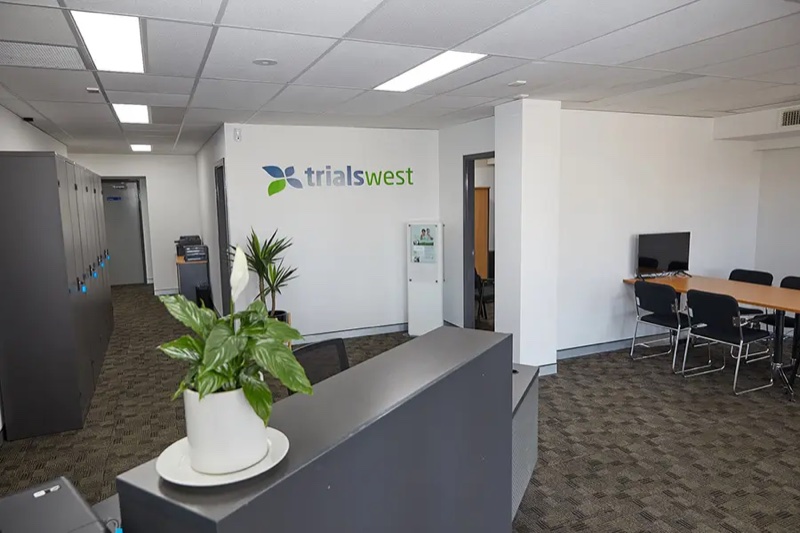 Reception area at a TrialsWest clinic